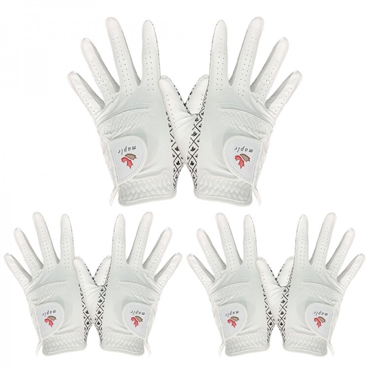 [폴리브파크골프정품] 메이플 파크골프장갑 여성용 화이트 3장 세트 GF