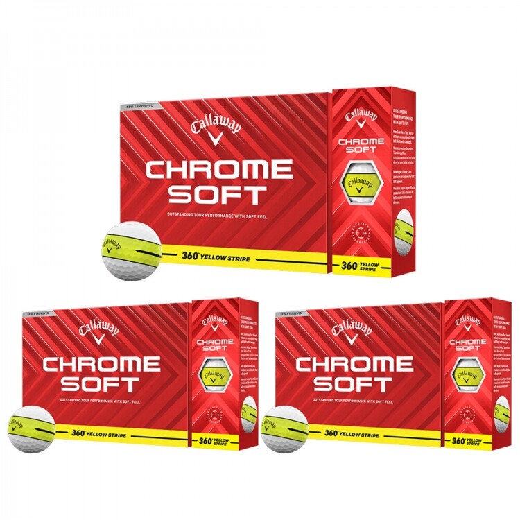 로고무료인쇄 [캘러웨이정품] 크롬소프트 360 스트라이프 옐로우 골프공 (12구 3피스) 3더즌세트 GF