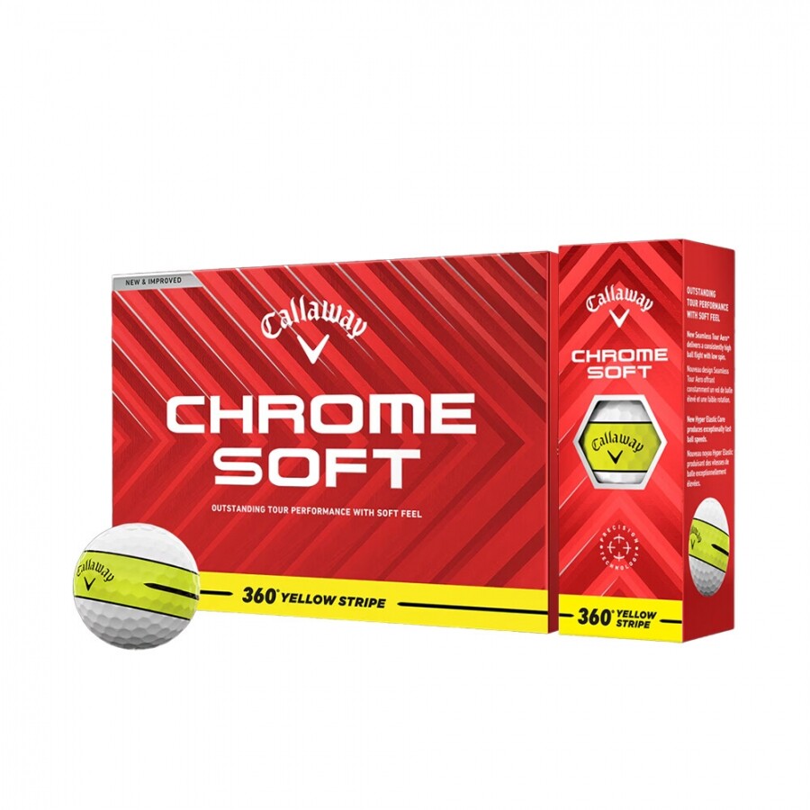 로고무료인쇄 [캘러웨이정품] 크롬소프트 360 스트라이프 옐로우 골프공 (12구 3피스) GF