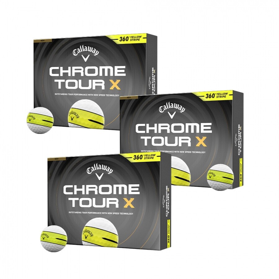 [한국캘러웨이정품] 26년 크롬 투어 X 360 옐로우 스트라이프 골프공 (12구 4피스) GF 3개 세트 GF
