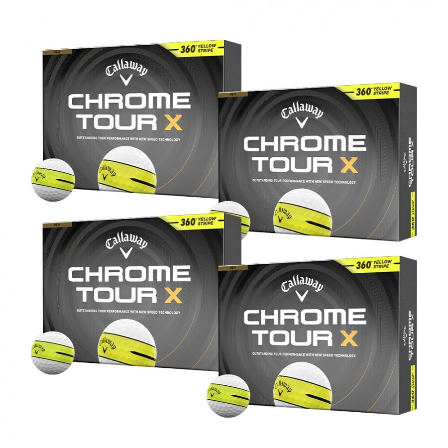 [한국캘러웨이정품] 26년 크롬 투어 X 360 옐로우 스트라이프 골프공 (12구 4피스) 4개 세트 GF