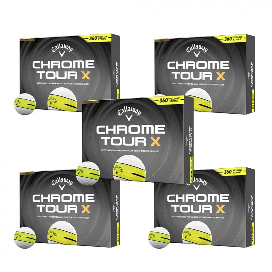 [한국캘러웨이정품] 26년 크롬 투어 X 360 옐로우 스트라이프 골프공 (12구 4피스) GF 5개 세트 GF