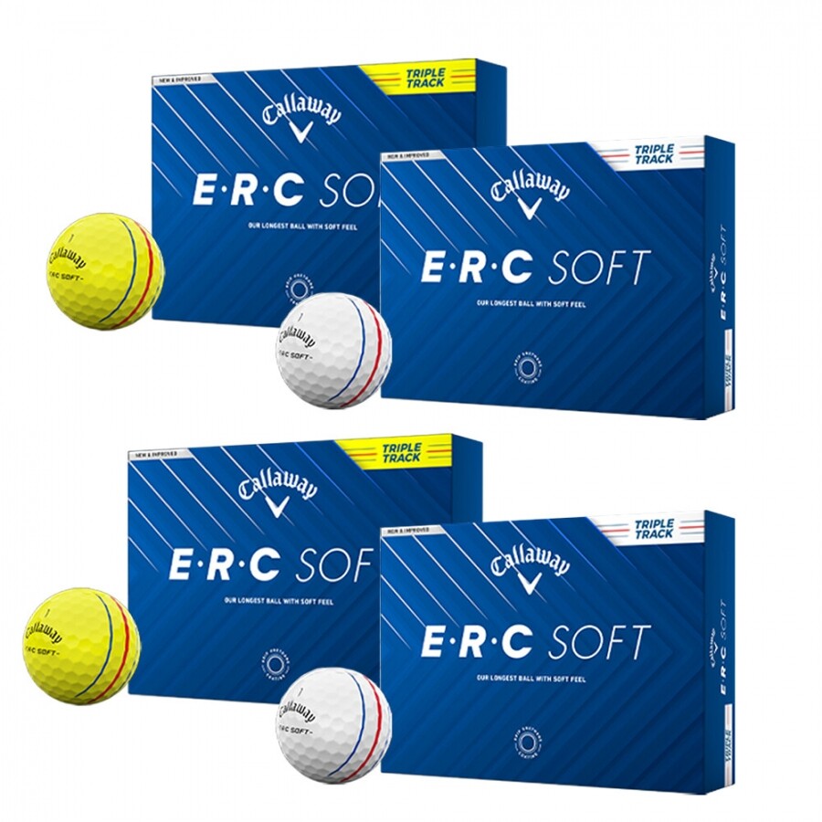 [캘러웨이정품] 로고무료인쇄 25년 ERC 소프트 트리플트랙 골프공(화이트/옐로우) 4개세트 GF